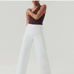 SPANX white wide leg cropped